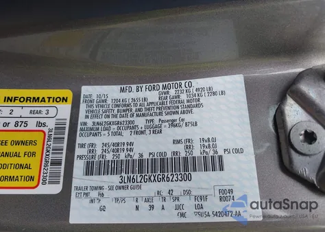 2016 Lincoln Mkz z USA, uszkodzony, nr VIN 3LN6L2GKXGR623300